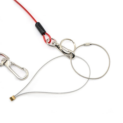 Durchsichtige rote Kabeldraht Spirale Lanyard Gürtel Durchsichtige rote mit Schleife / Drehfäden