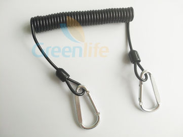1.5M lange silberne Carabiners schwarze flexible Spulen-Werkzeug-Abzugsleinen-Sicherheits-Linie aufgerolltes Abzugsleinen-Seil