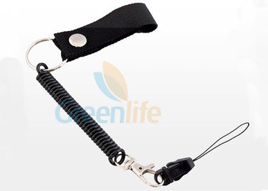 Mehrfunktionales aufgerolltes Schlüsselabzugsleinen-schwarzes Plastikfederelement-elastische Schnur für Abschneidenschlüssel/Telefon